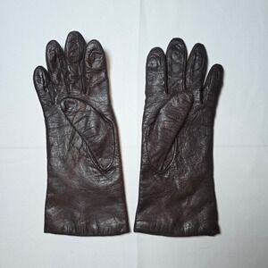 Vintage Brown Leather Gloves –‎ Size 7 – Soft Lined –